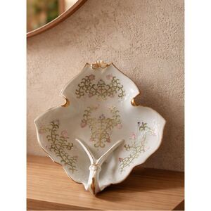 Vintage Toile Fine Porcelain Vanity Dish with gold trim